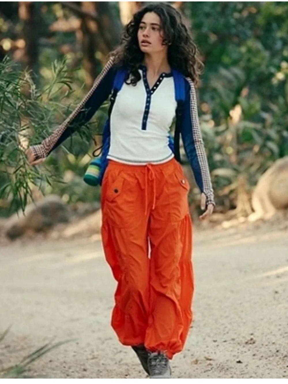 Free People Bright Orange Wide-Leg Cargo Pants